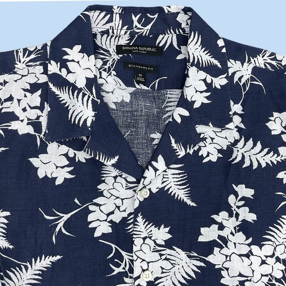 Banana Republic Other - Banana Republic 100% Linen Tropical Floral Button Down Shirt Standard Fit Mens M